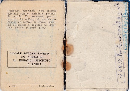 Romania, 1956, Fishing Permit / Member Card AGVPS - Revenue Fiscal Stamp - Picture 7 of 9