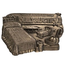 Quilt Auction Belt Buckle Mennonite Kansas Sale MCC Vintage 1983 Collectible