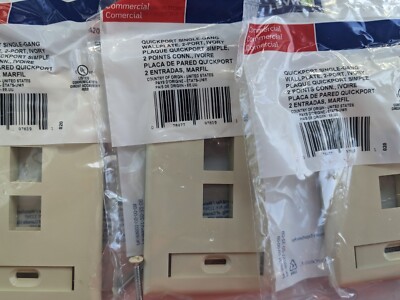 LEVITON quick port single-gang Wallpate, 2-port,IVORY 42080-2IS (25pcs)
