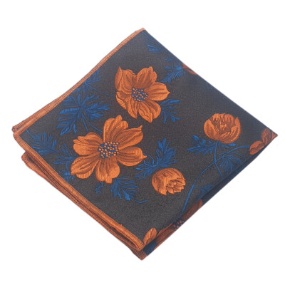 Dunkelbraun mit orange & blau Blumentasche Quadrat