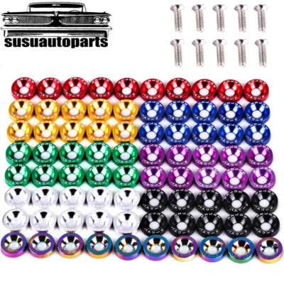 JDM Billet Aluminum Fender Bumper Washer Bolt Engine Bay Dress Up 10/40/100 PCS