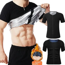 Men's Sauna Sweat Suit Compression Heat Trapping Shirt Weight Loss Exercise Top