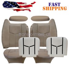 8x For 2003-06 Gmc Sierra Driver Passenger Leather Seat Cover Foam Tan 522