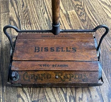 Vintage Bissell's Cyco Bearings Carpet Sweeper Oak Wooden Grand Rapids Michigan