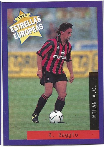 Rare '96 Panini Italy's EUROPEAN SUPER STAR ROBERTO BAGGIO with A.C. MILAN