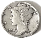 1943 P Mercury Dime - VG