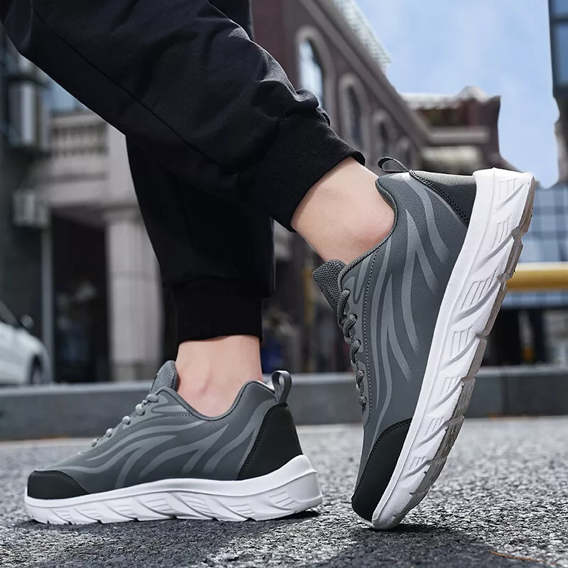 Fashion Men s Leather Sneakers Casual Sports Shoes Lace Up