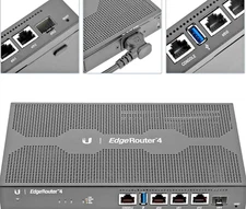 Ubiquiti EdgeRouter 4 (ER-4) Router W/ AC Power Cord/ Wall Mount Kit