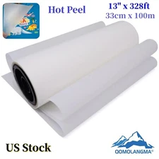 QOMOLANGMA 13in x 328ft DTF Transfer Film Premium Roll Warm Peel Double Sided