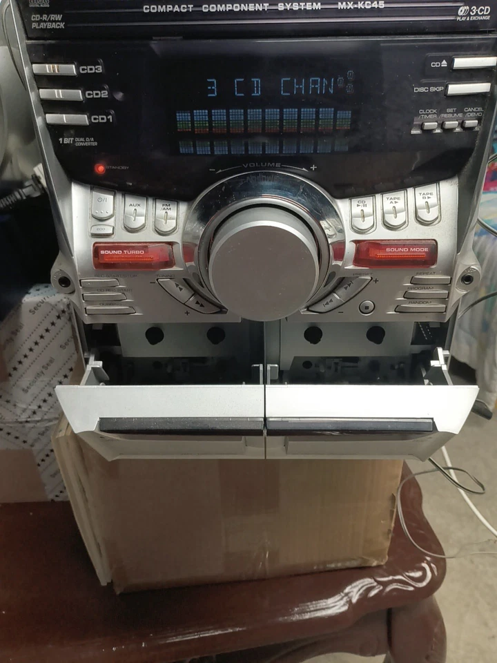 JVC MX-KC45 3 CD Changer Dual Cassette Player AM FM Stereo System - Image 3 of 4