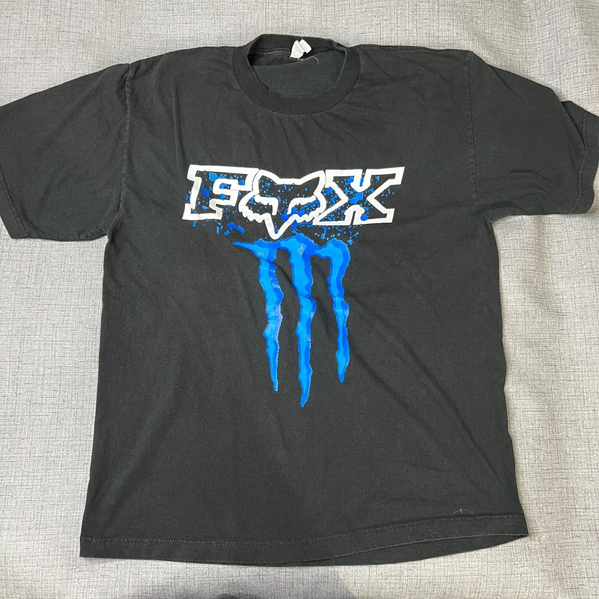 Tシャツ・カットソー IONSEOUL Lucky racing V-neck mesh short sleeves Fox Racing x Monster Energy Shirt Mens XL Black Short Sleeve
