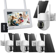 4MP Solar Battery Wireless Security Camera System 360  PTZ 7'' Portable Monitor