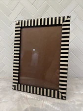 Natalini Black White Striped Made in Italy 5x7 Picture Frame Wooden Marquetry