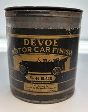 Antique 1922 Devoe Motor Car Finish Paint Can No. 46 Black 12 Pint Vintage