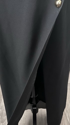 Women's Black Long Pencil Skirt Large Gold Side Buttons Thigh-High Slit RT$180 - Picture 3 of 5