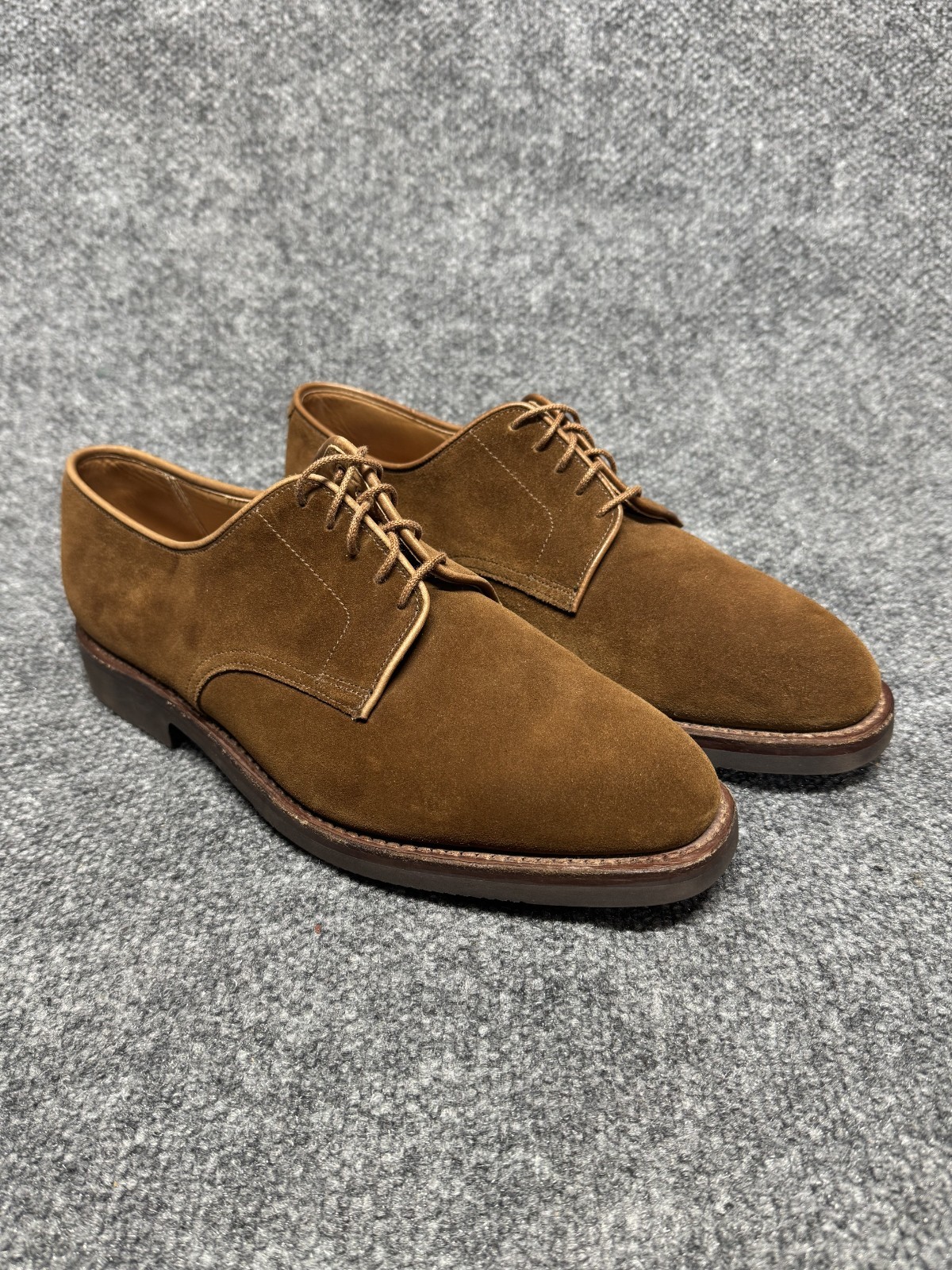 SAOLA Crockett & Jones Latimer marrone scamosciato tinta unita davanti derby Inghilterra uomo UK 8 US 9