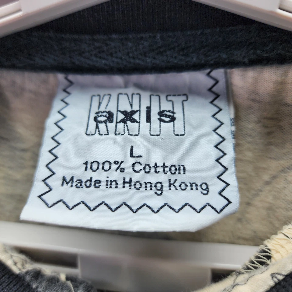 Vintage 90s Knit Axis Polo Shirt Floral Leaf Print Made in Hong Kong Men’s L - Image 3 of 4