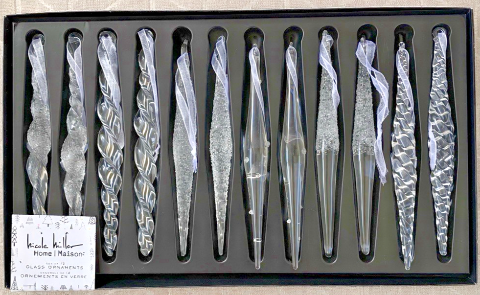 Nicole Miller Home 12pc Glass Icicle 5.5