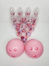 Little Tikes Bowling Set 10 Clear Rattle Pins + 2 Pink Balls Toddler Preschooler