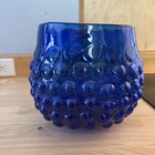 Blenko Glass Cobalt Blue Large Bubble Glass Vase