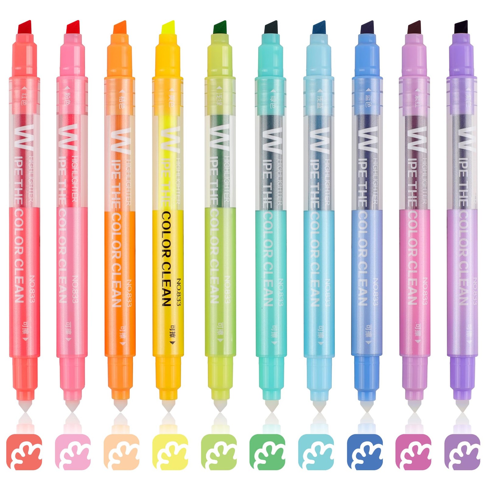 S, Dual Tip 10 Pack Highlighters Assorted Colors Erasable...