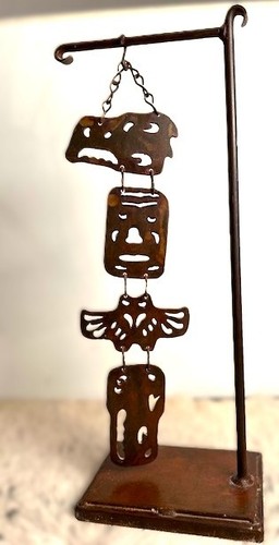 HANGING TOTEM- HEAVY METAL- LARGE SIZE 17"H- FEATURING PACIFIC NORTHWEST IMAGERY