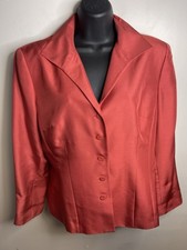 Vintage Women's 12 Amanda Smith Pure Silk Salmon Double-Breasted Blazer flaw