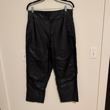 Free People Black Vegan Leather Cargo Pants High Waisted Tapered Trouser Medium