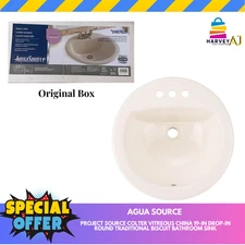 Project Source Colter Vitreous China 19-in Drop-in Round Traditional - Biscuit