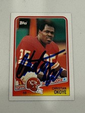 Christian Okoye 1988 Topps Rookie signed auto football card KC Chiefs #363. rookie card picture