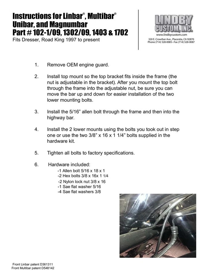 Protector de motor Magnumbar cromado Lindby 1702 para Harley Touring 97-18, rueda libre Foto 4 de 4