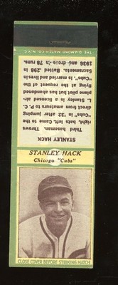 1937 Diamond Matchbooks Cubs U3-2 Baseball #12 Stanley Hack GD