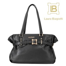 Borsa Donna Shopping Bag A Spalla Laura Biagiotti Ecopelle Nera Con Tracolla