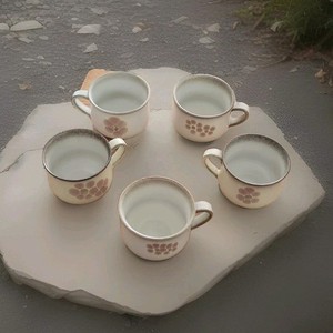 Denby Ceramic Mugs Set of 5 Beige Brown England
