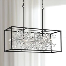 Carrine Black Silver Linear Pendant Chandelier 38.5" Wide Modern 8-Light Fixture