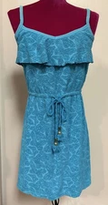 Womens Y2K Juicy Couture Terry Cloth Butterfly Dress Turquoise Blue Sz S