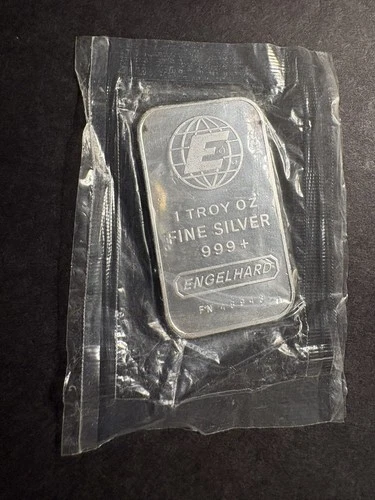 Vintage Engelhard Silver Bar 1 oz .999+ Fine GLOBE  Rare  Original Plastic #2
