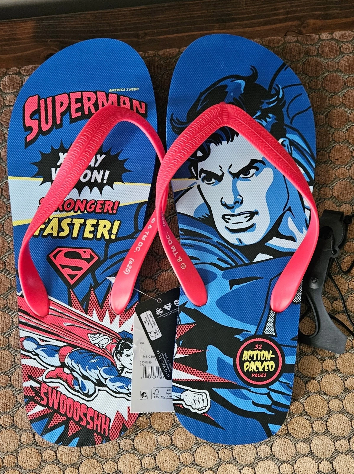 Men's Superman Flip Flops Size 11 – Blue And Red – New With Tags