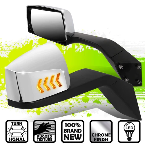{Sequential LED} Arrow Turn Signal Side Hood Mirrors for Volvo VN Series 04-18