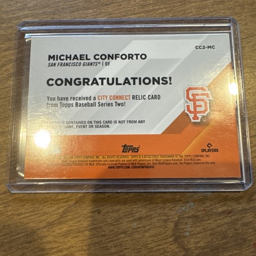 2024 Topps Series 2 - City Connect Relic - Michael Conforto - CC2-MC - Picture 2 of 2
