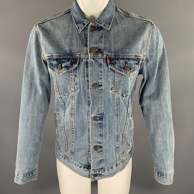 LEVI STRAUSS Brust Größe M Blau Gewaschen Denim Trucker Jacke