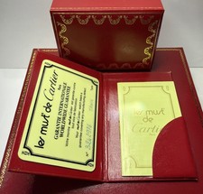 Vintage 1983 Cartier Tank Must De Argent Quartz Org. Leather Band Watch Card Box 14