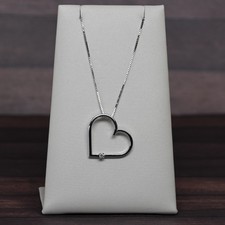 Diamond Heart Pendant 14k White Gold Necklace
