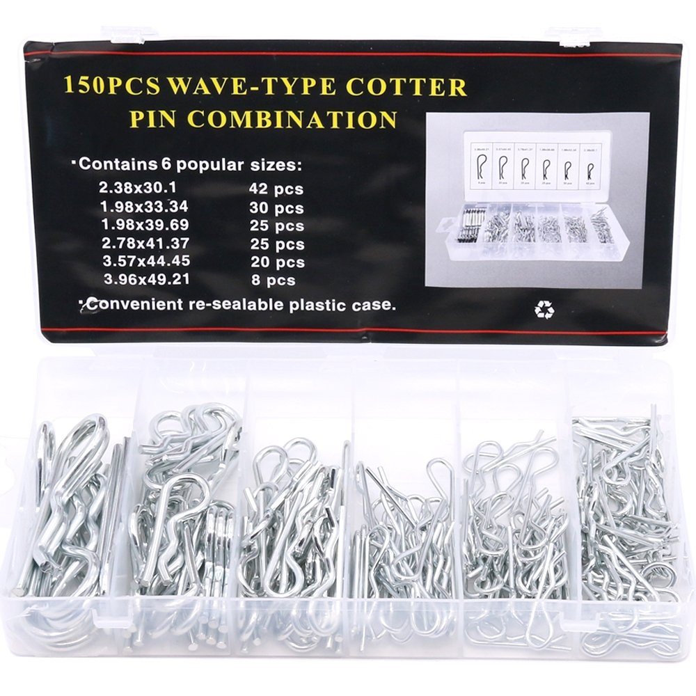Glarks 150Pcs Heavy Duty Zinc Plated Hair Pin Cotter Pin Hitch Pin Assortment...