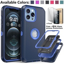 For iPhone 13 Pro Case Heavy Duty Rugged Shockproof Phone Cover  Tempered Glass