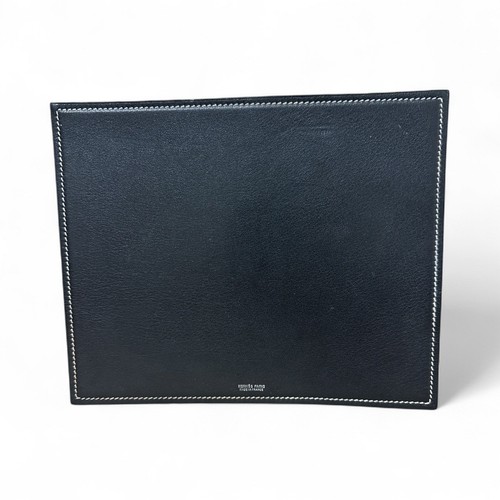 Hermes Paris Reversible Blue Black Colorblock Leather Mouse Pad
