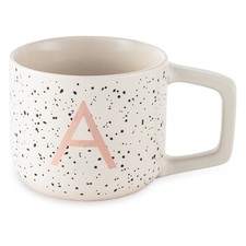   Stoneware Monogram A Mug, White Speckled