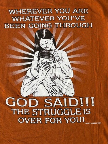 Jesus Christ Religious Shirt Mens Orange Graphic XL Vintage 90s Prayer Struggle