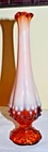 Vintage Fenton Root Beer Amber Hobnail Swung 9 1/2"  Bud Vase Ruffled Rim EUC!
