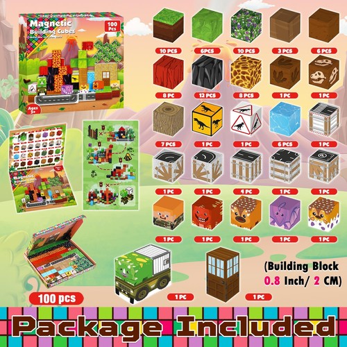 Goody King Dinosaur Volcano Magnetic Block World |100PCS Dinosaur Magnetic Bl... - Picture 2 of 6